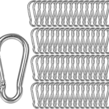 60 Pack M8 x 3-1/8inch Spring Snap Hooks Heavy Duty Carabiner Clips Galvanized Steel Quick Link Clip for Camping Hiking Traveling Outdoor Swing Gym, 500Lbs Capacity1